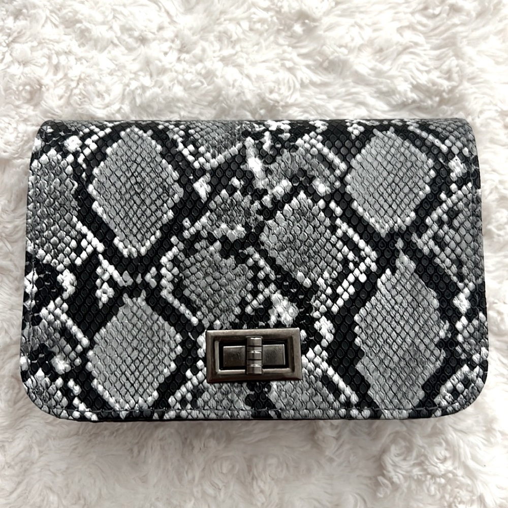 Snakeprint Crossbody Chain Bag / Clutch